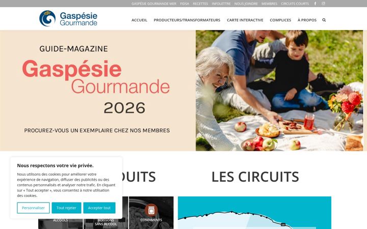 Screenshot of gaspesiegourmande.com