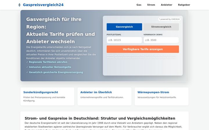 Screenshot of gaspreisvergleich24.de