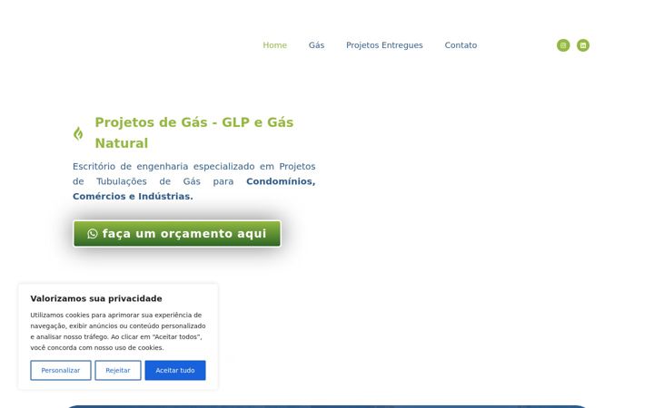 Screenshot of gasprojetos.com.br