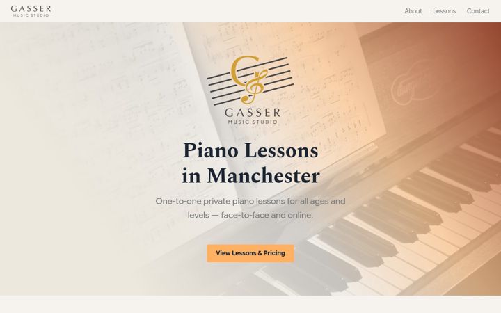 Screenshot of gassermusicstudio.com