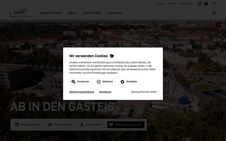 Screenshot of gasteig.de