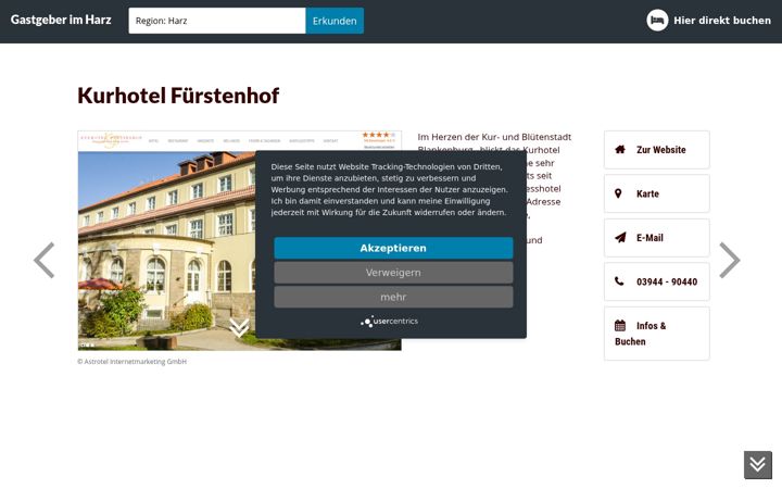 Screenshot of gastgeber-im-harz.de