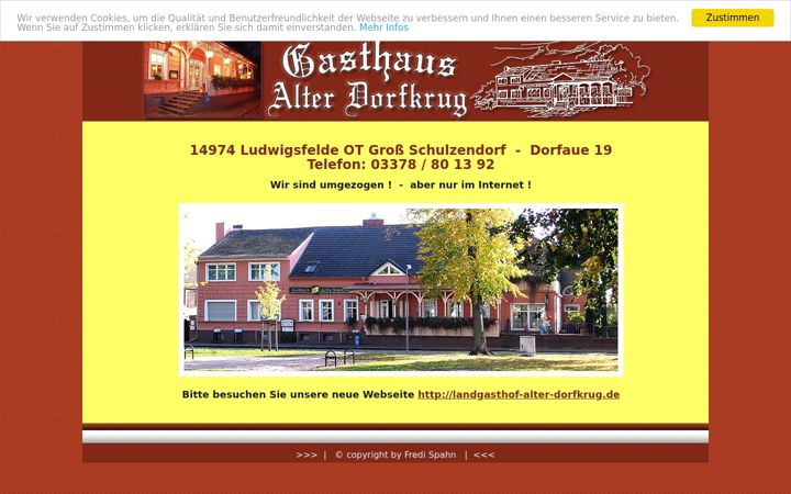 Screenshot of gasthaus-alter-dorfkrug.de