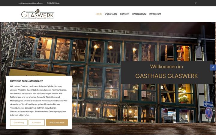 Screenshot of gasthaus-glaswerk.de