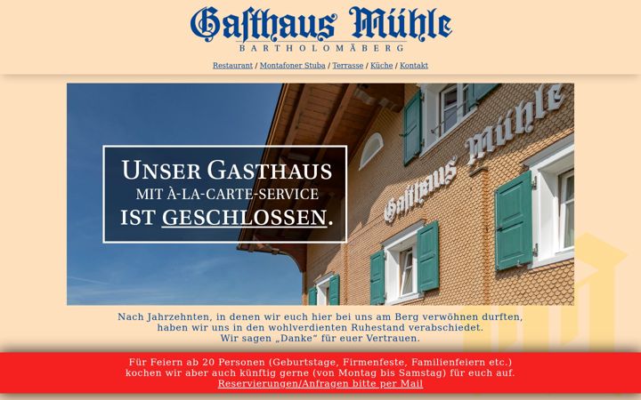 Screenshot of gasthaus-muehle.at