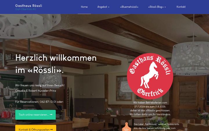 Screenshot of gasthaus-roessli.ch