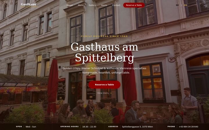 Screenshot of gasthausamspittelberg.at