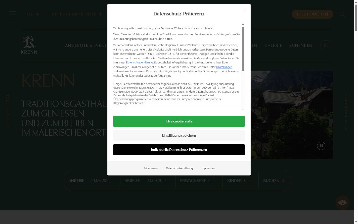 Screenshot tal-banner tal-kunsens muri qabel kwalunkwe interazzjoni