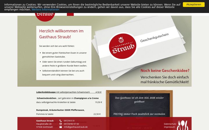Screenshot of gasthausstraub.de
