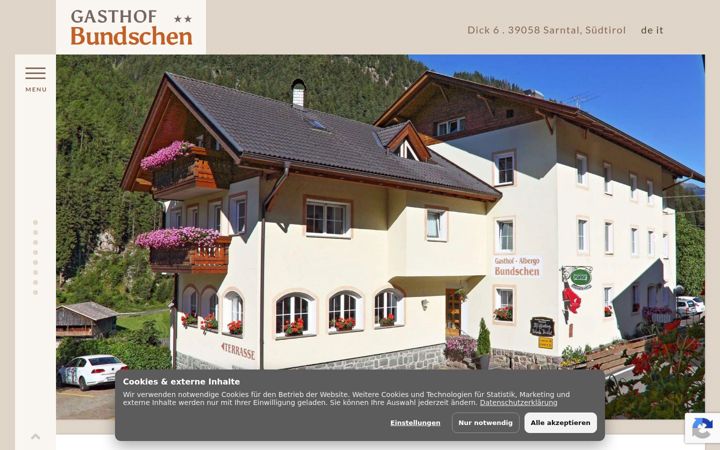 Screenshot of gasthof-bundschen.com