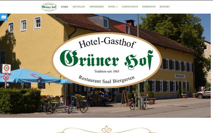 Screenshot of gasthof-gruenerhof.de