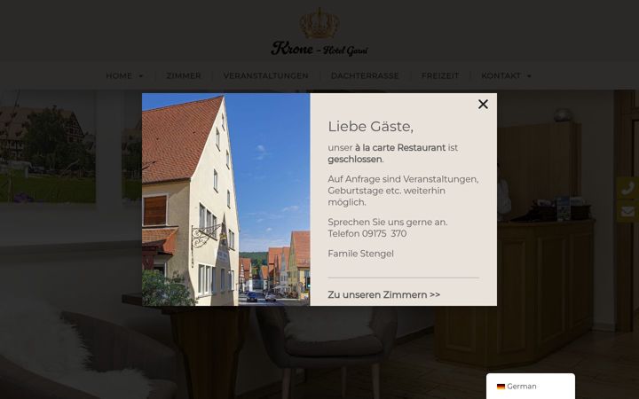 Screenshot of gasthof-krone-stengel.de