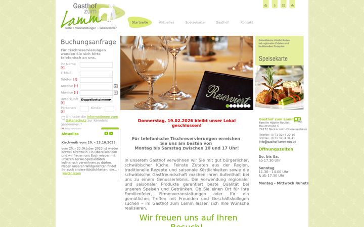 Screenshot of gasthof-lamm-nsu.de