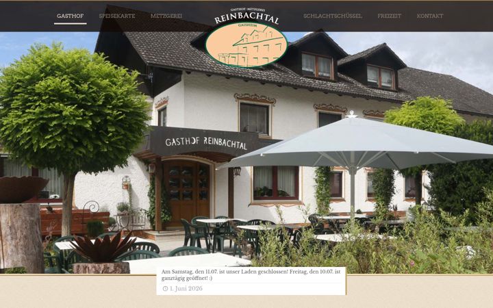 Screenshot of gasthof-reinbachtal.de