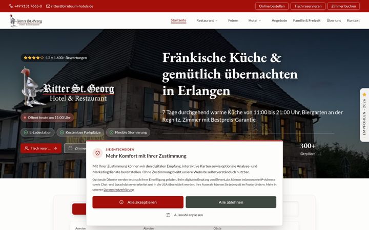 Screenshot of gasthof-ritter-st-georg.de