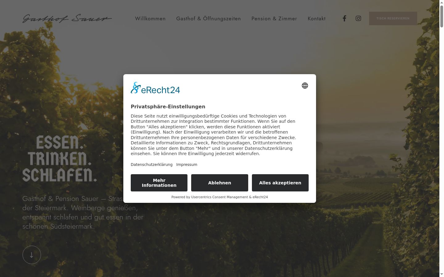 Screenshot of the consent banner shown before any interaction