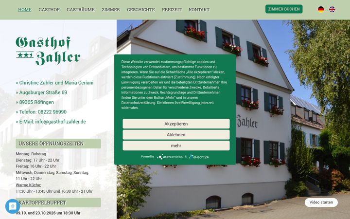 Screenshot of gasthof-zahler.de