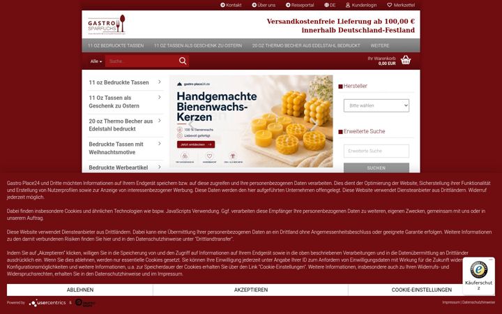 Screenshot of gastro-place24.de