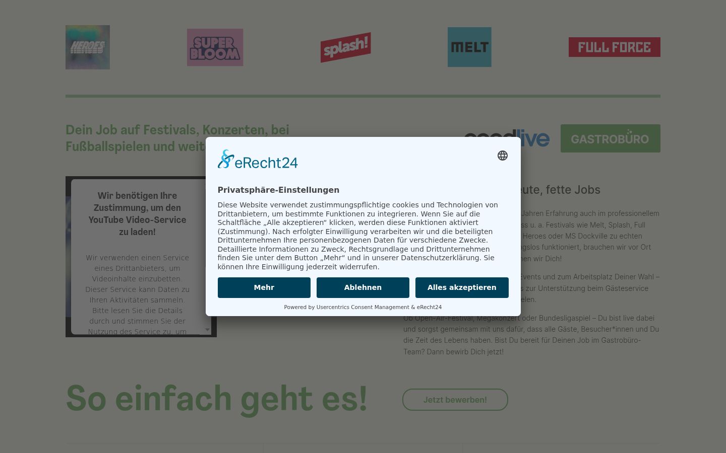 Capture d'écran de la bannière de consentement affichée avant toute interaction