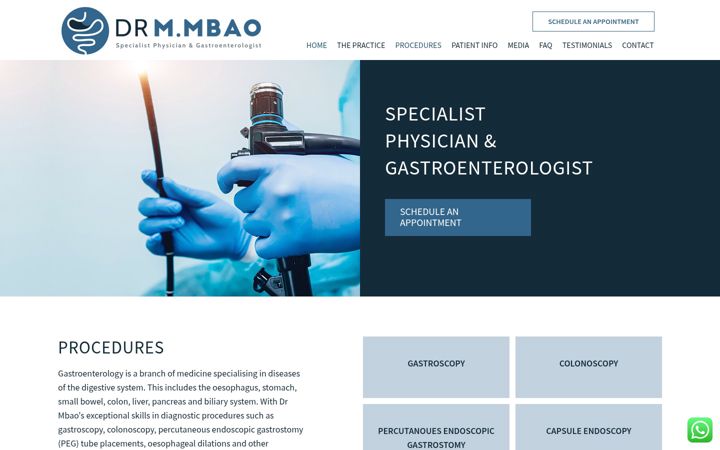 Screenshot of gastroenterologistrustenburg.co.za