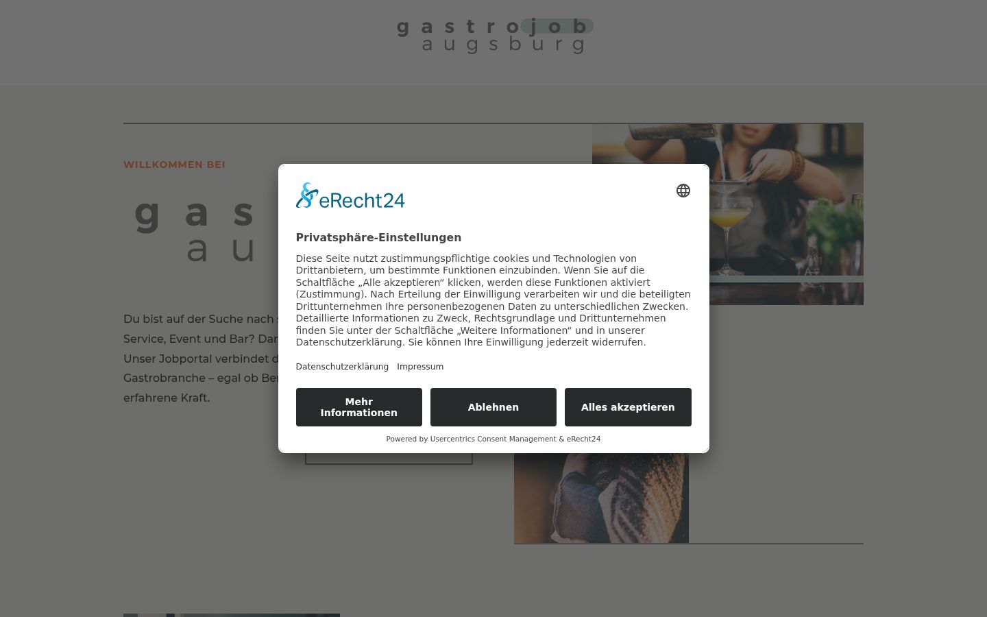 Screenshot des Einwilligungsbanners vor jeglicher Interaktion