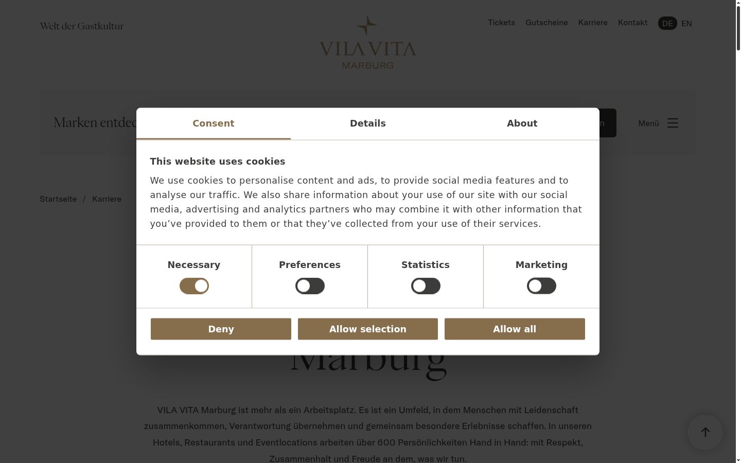 Screenshot of the consent banner shown before any interaction