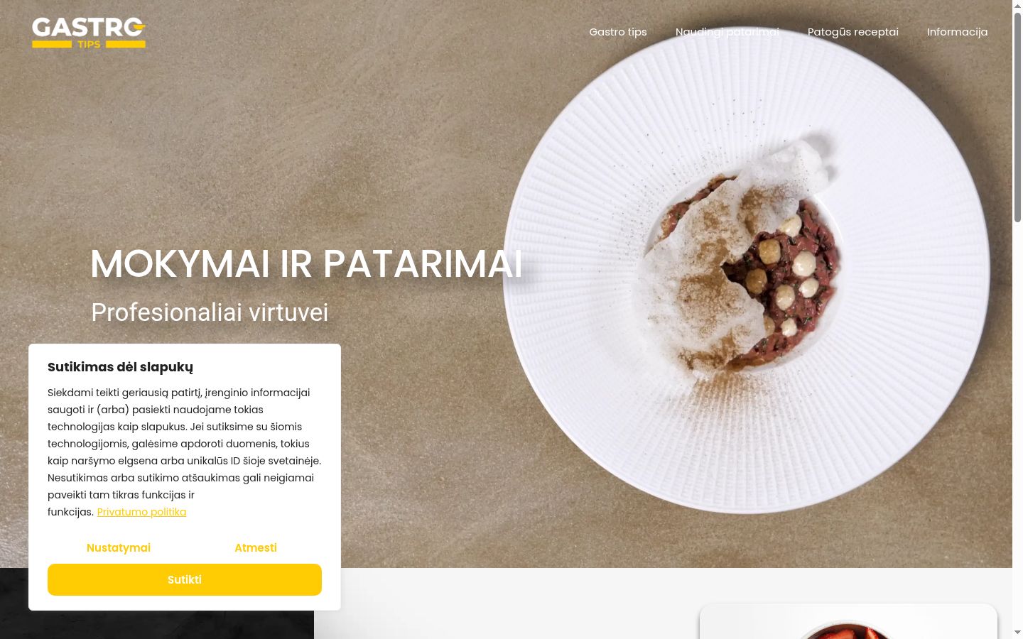 Sutikimo reklamjuostės, rodytos prieš bet kokią sąveiką, ekrano kopija
