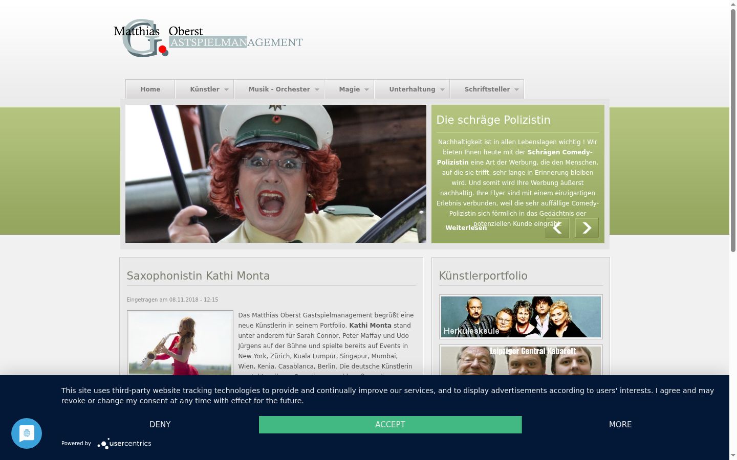 Screenshot des Einwilligungsbanners vor jeglicher Interaktion