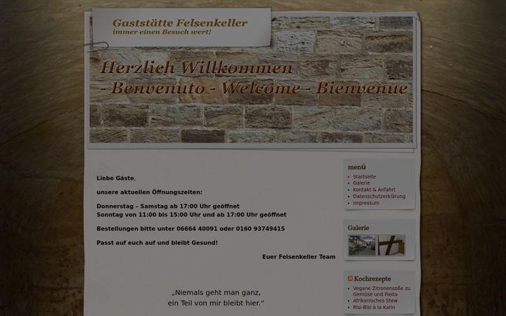 Screenshot stránky gaststaette-felsenkeller.de
