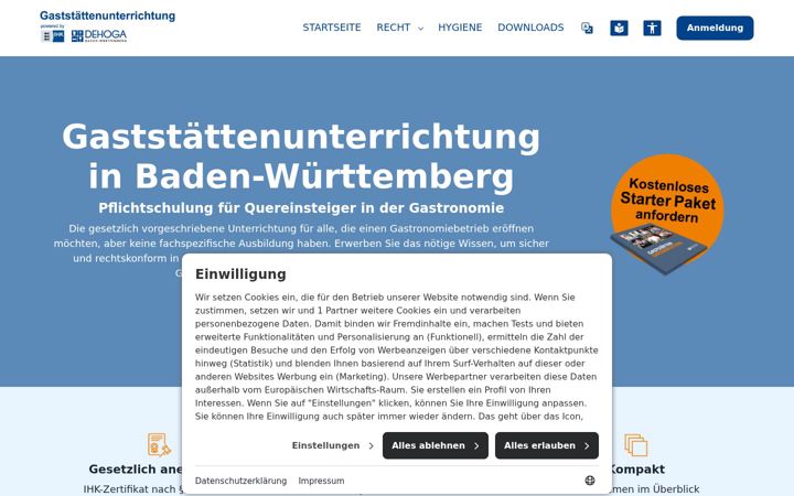 Screenshot of gaststaettenunterrichtung-bw.de