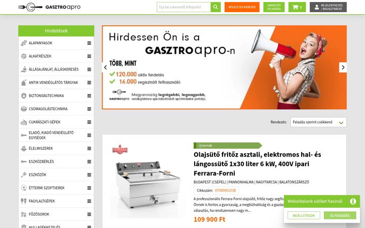 Screenshot of gasztroapro.hu