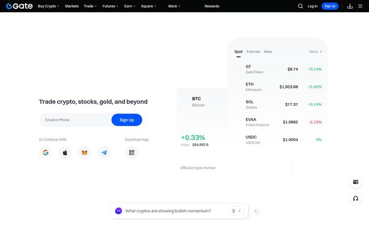 Snimka zaslona za gate.io