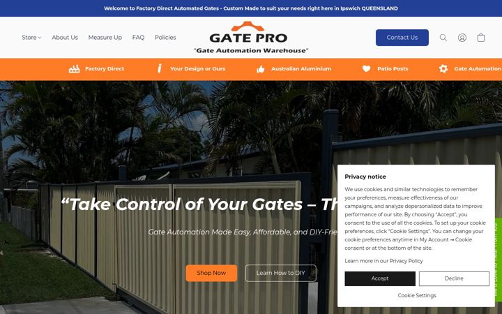 Screenshot of gatepro.com.au