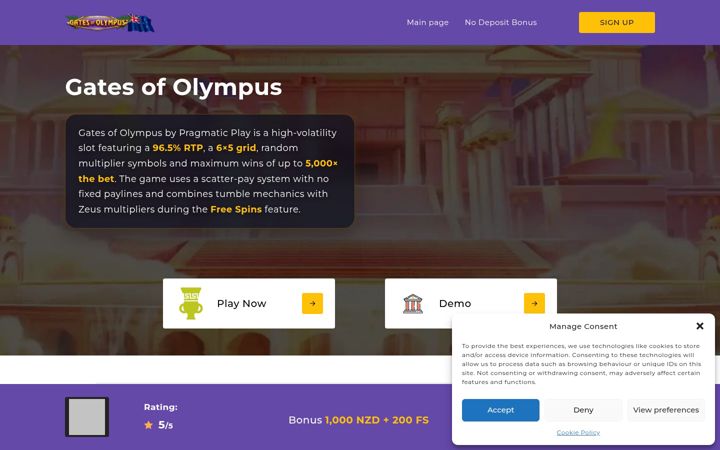 Screenshot of gatesofolympusnz.com