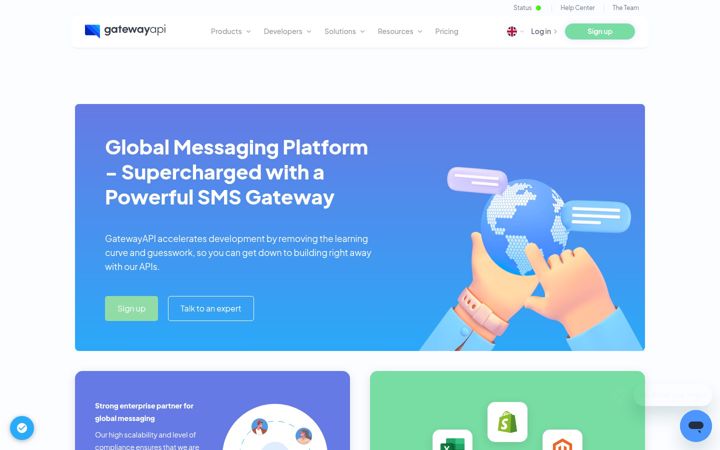 Snímek obrazovky gatewayapi.com