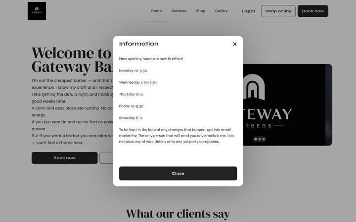 Screenshot of gatewaybookings.co.uk