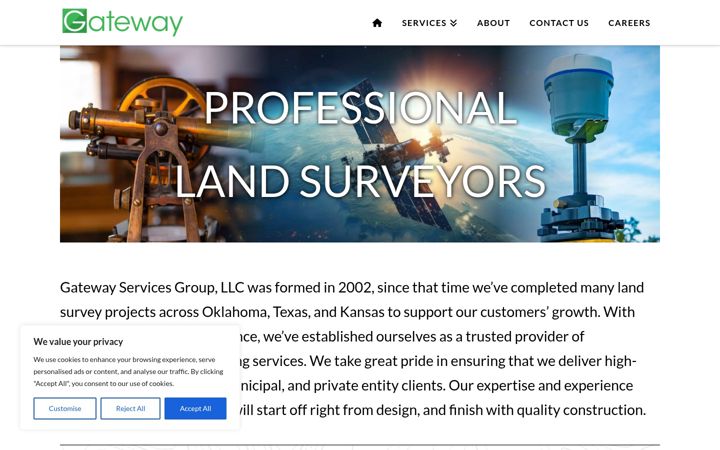 Screenshot of gatewaylandsurvey.com