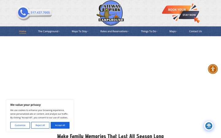Screenshot of gatewayparkcampground.com