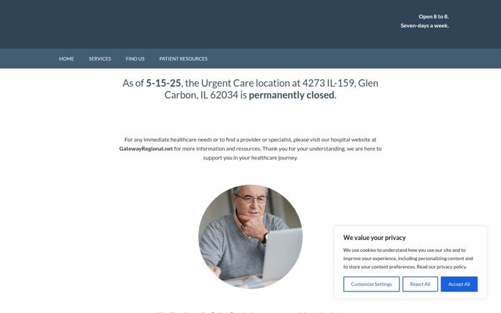Screenshot of gatewayurgentcare.net