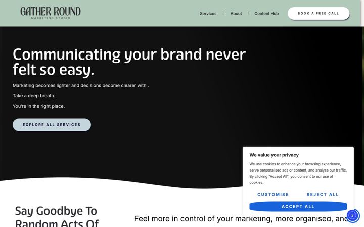 Screenshot of gatherroundstudio.co.uk