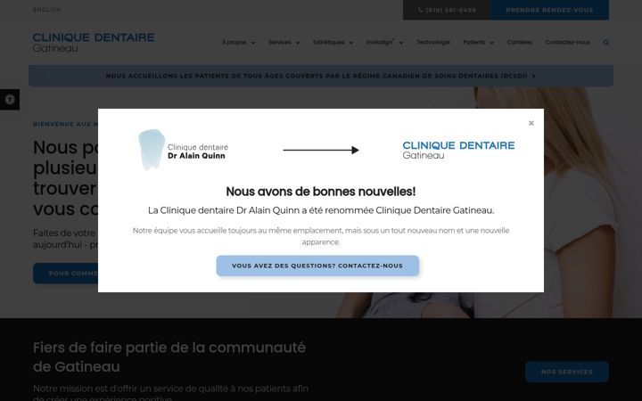 Screenshot of gatineaudentiste.ca