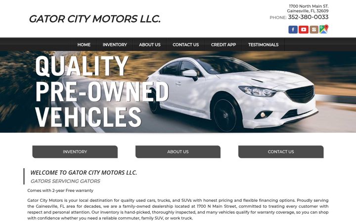 Screenshot of gatorcitymotors.com
