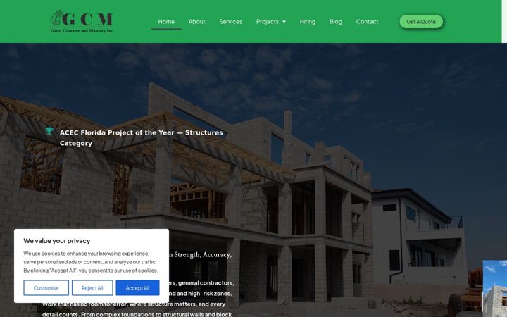 Screenshot of gatorconcrete.com