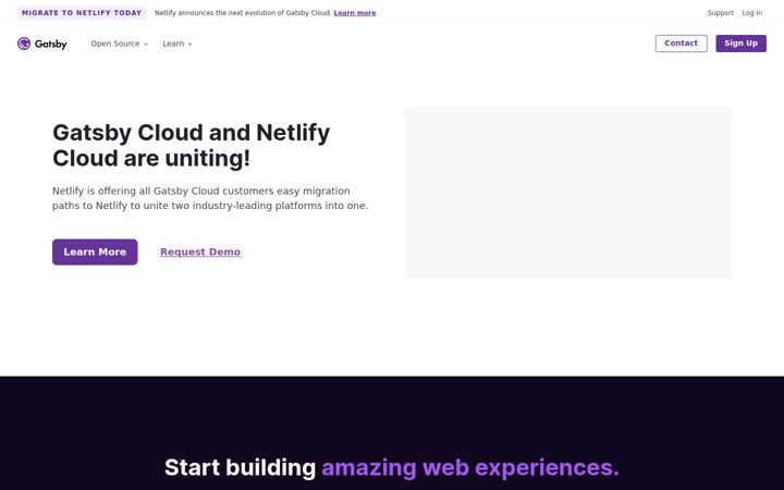 Screenshot of gatsbyjs.org