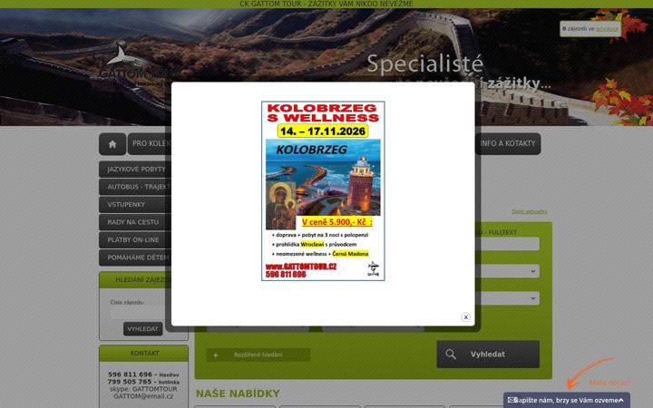Screenshot of gattomtour.cz