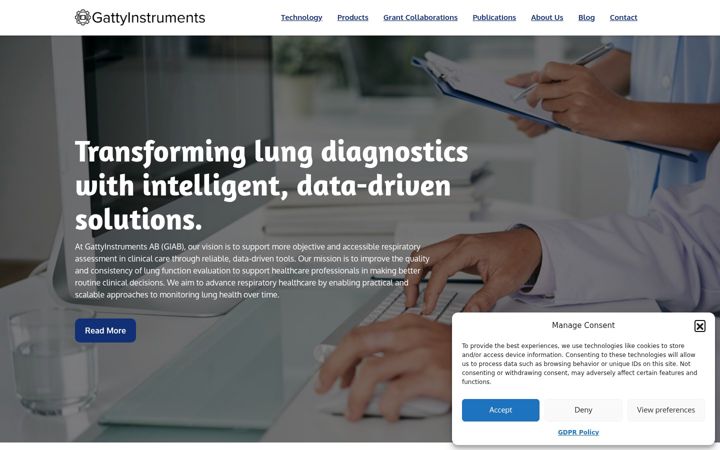 Screenshot of gattyinstruments.com