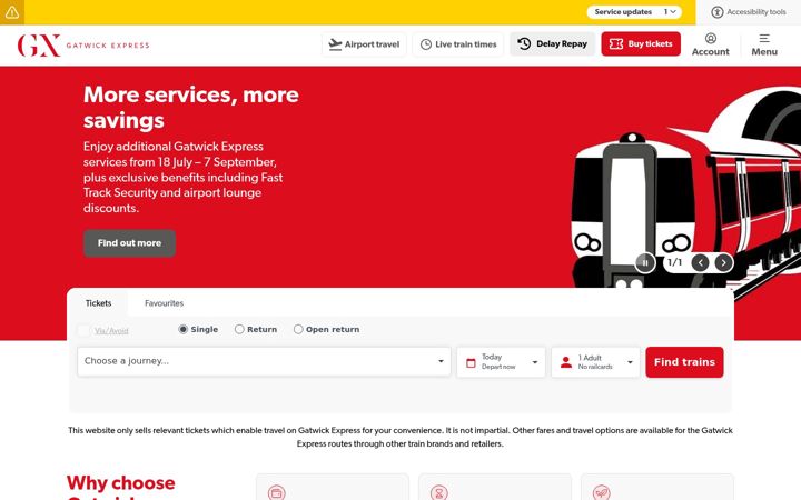 Screenshot of gatwickexpress.com