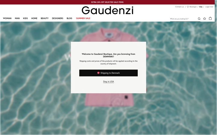 Skærmbillede af gaudenziboutique.com