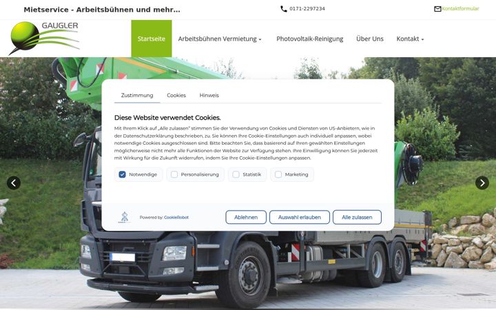 Screenshot of gaugler-mietservice.de