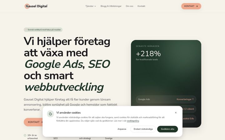 Screenshot of gauseldigital.se